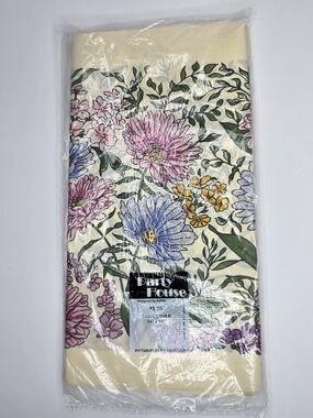 Floral Table Cover - Cream with Pink & Blue Flowers